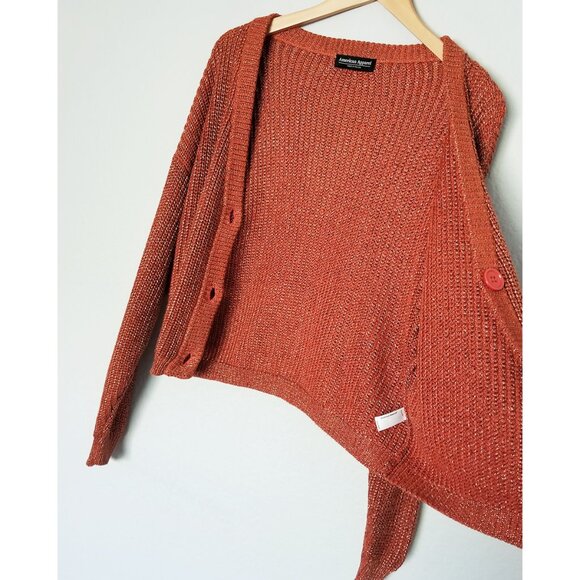 American Apparel Chunky Knit Metallic Cardigan Crop One Size Bronze Shimmer USA - Picture 14 of 16